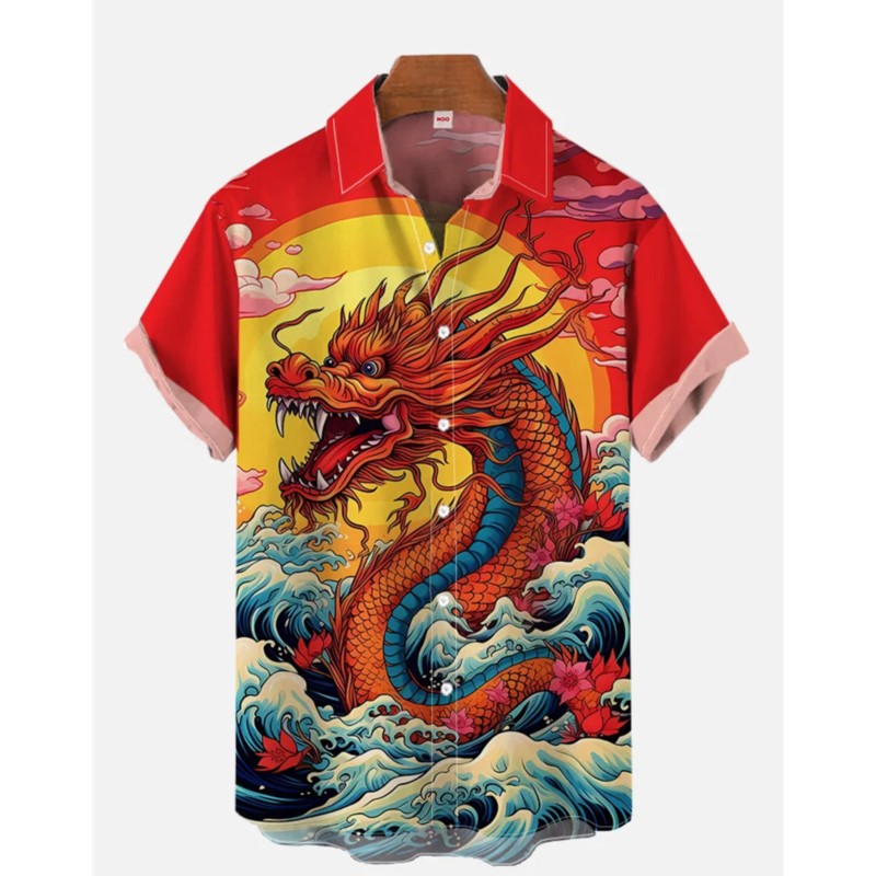 Ethnic Wear Men'S Fashion - Retro Erkek Keten Gömlek Etnik Desen